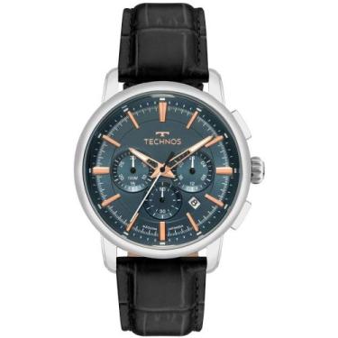 Imagem de Relógio Masculino Grandtech Cronógrafo Couro Preto Azul Technos