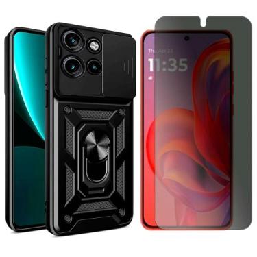Imagem de Capa Anel Para Motorola Edge 60 Neo + Pelicula Privacidade Cor:Preto -