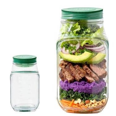 Imagem de Pote de Salada BSL3911 com Abertura Lateral Polipropileno Prático para Dieta e Piquenique Transparente e Verde AB Mídia