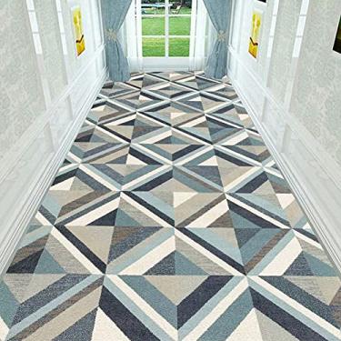 Imagem de HWBB Capacho decorativo geométrico moderno, tapete de corredor, 60/80/100/120/140 cm de largura, tapete de corredor, lavável e antiderrapante, tapete extra grande (tamanho : 1,2 x 3 m/3,9 x 9,0 pés)