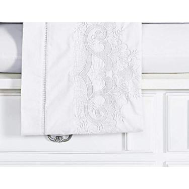 Imagem de Jogo de Lençol Queen Bordado 100% Algodão 4 peças Topázio - Branco