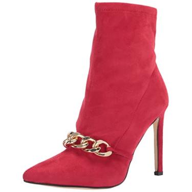 Imagem de NINE WEST Bota de cano curto feminina Timbaa2, Camurça vermelha, 8.5