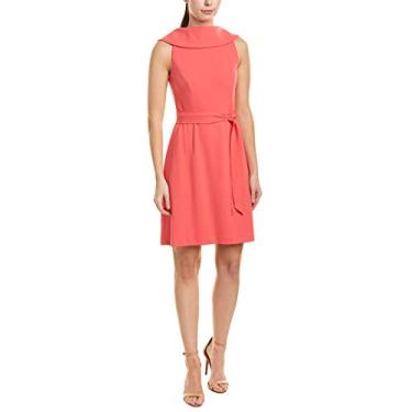 Imagem de Adrianna Papell Vestido feminino de malha crepe com gola rolê e laço, Rosa morango, 46