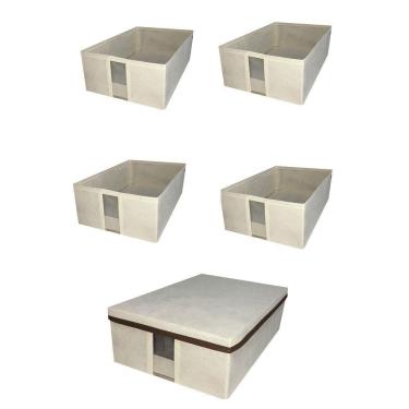 Imagem de Sapateira grande com visor tampa caixa multiuso para closet- L 25cm x A 11cm x P 37cm - KIT C/5