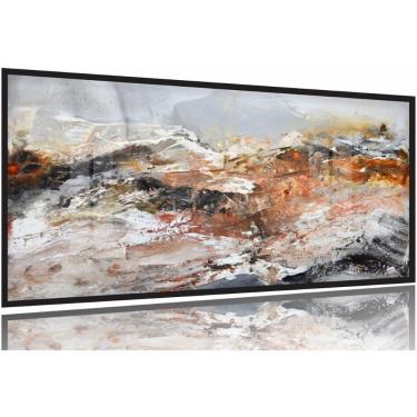 Imagem de Quadro Decorativo Pintura Marmore Abstrato 130x60 Moldura Preta 2x2