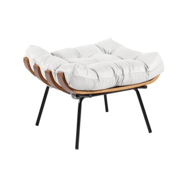 Imagem de Puff Sala de Estar Costela Couro Branco Gran Belo