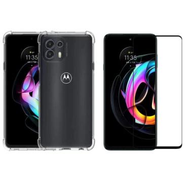 Imagem de Kit Capa Capinha Anti Impacto Compatível com Moto Edge 20 Lite + Película Vidro 3D - (C7COMPANY)