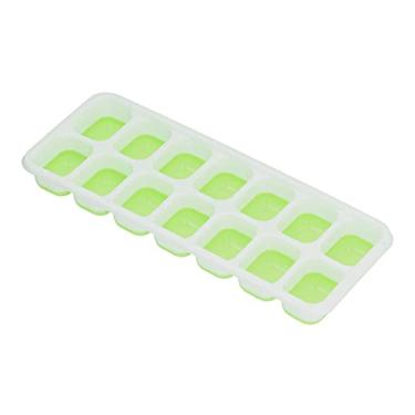 Imagem de Bandeja de gelo de silicone, bandeja de cubo de gelo com tampa removível para uísque (verde)