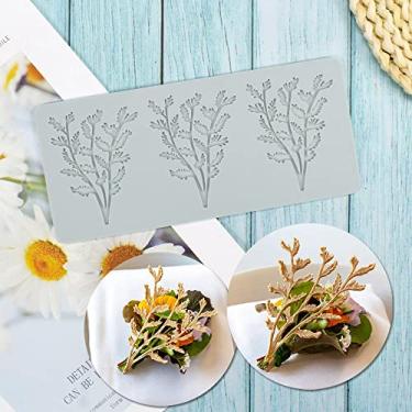 Imagem de Molde de silicone de folhas de árvore oca de samambaia pteridófito faça você mesmo molde de fondant de chocolate 3D molde de silicone de lótus molde de argila para bolo topo de cupcake decoração doce artesanato sobremesas (H_21 x 9,6 x 0,3 cm)