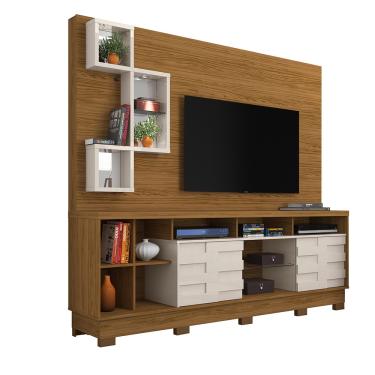 Imagem de Home Theater Heitor Nichos para TV 65 Polegadas c/ Pés Naturale/ Off White - Madetec