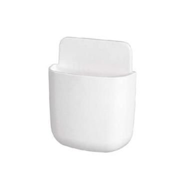 Imagem de Caixa de armazenamento autoadesiva para escritório em casa de 2 peças, ar condicionado, TV, controle remoto, suporte para telefone, suporte para caneta, caixa de armazenamento (Branco)