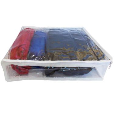 Imagem de Organizador de Mala Capa Protetora  para Roupas 30x35x10cm em Plástico e EVA Branco