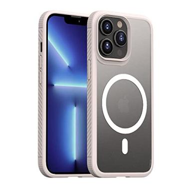 Imagem de Capa de telefone rígida absorvente magnética transparente bonita para iPhone 13 Pro Max 12 Pro Max Capa protetora à prova de choque, rosa, para iPhone 12Pro