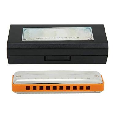 Imagem de Blues Gaita Gaita Blues Portátil, 10 Furos, Mouthorgan C, Chave de Aço Inoxidável, Pequenos Presentes Portáteis para Pessoas Dedicadas e Iniciantes (Laranja) Acessórios Jogados