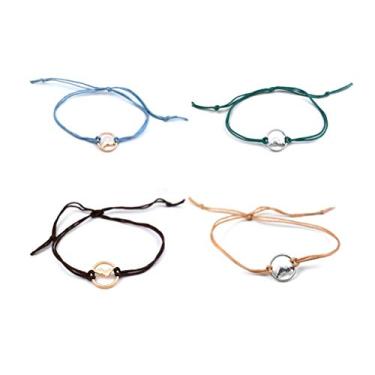 Imagem de Pulseira Joyid, 4 peças, de trama de pico, corrente de corda, unissex, bracelete masculino, esportivo, esqui, viagem, acampamento, amante