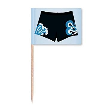 Imagem de Calção preto com ilustração em spray padrão palito, bandeiras marcadoras para decoração de festa