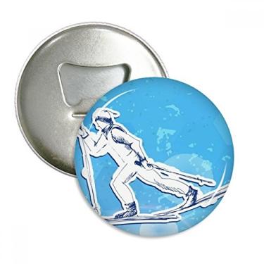Imagem de Esporte de inverno, snowboard, azul, branco, ilustração, abridor de garrafas, ímã de geladeira, emblema multifuncional