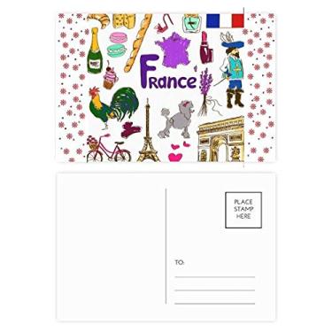 Imagem de Bandeira nacional de animais da França Landscap Cartão postal de celebração de flores de Natal