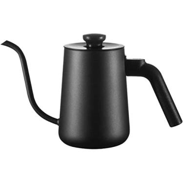 Imagem de REJOON Pote de café perfurador 650ml panela de café de aço inoxidável invertido manual pote de café pescoço de ganso (cor: preto)