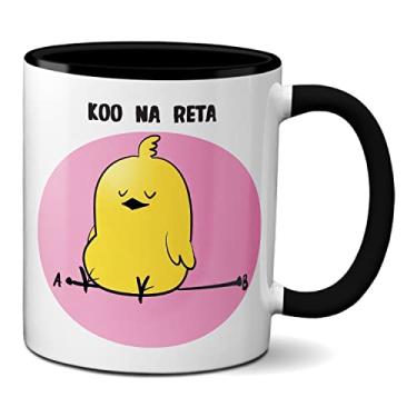 Imagem de Caneca Engraçada Koo Na Reta Presente Xícara Divertida (Preta)