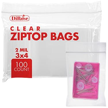 Imagem de Bolsas de plástico transparente com zíper – da DiRose | recarregáveis, fortes, grossas, resistentes, seguras para alimentos | para organização, viagem, envio, embalagem e armazenamento | Volume | tamanhos pequenos, médios e grandes., 100 Pack, 3X4, 100