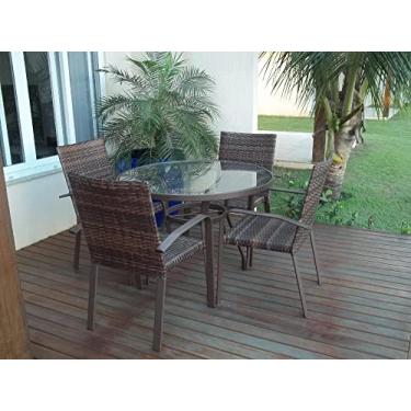 Imagem de Conjunto De Mesas 4 Cadeiras Fibra Para Jardim Sala Varanda