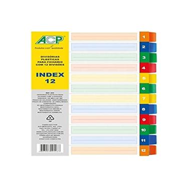 Imagem de Divisória para fichário 22x29cm opaco colorido 11 furos 12 projeções ref.855 - ACP