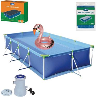 Imagem de Kit Piscina Premium 5000 Litros Capa Forro Filtro 2200L/h Boia Cisne Rosa - Mor