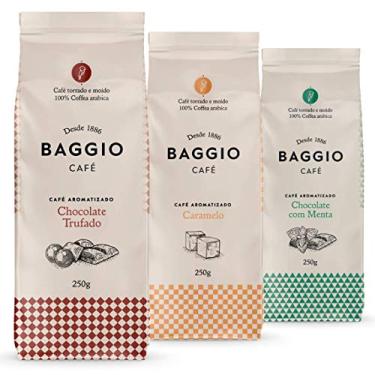 Imagem de Café Em Pó Baggio, 3 Pacotes, 750g, Chocolate Trufado, Menta e Caramelo, Café Moído Aromatizado