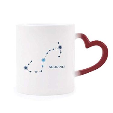 Imagem de Caneca sensível ao calor do zodíaco com símbolo de constelação de escorpião, copo de grés que muda de cor vermelha