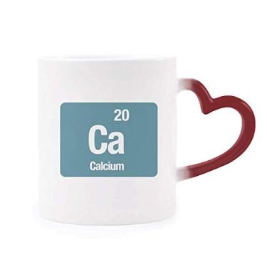 Imagem de Caneca de grés com elemento químico de cálcio e ciência sensível ao calor que muda de cor vermelha