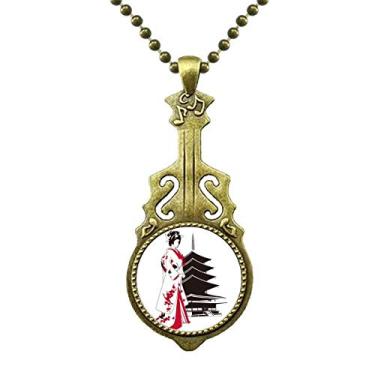 Imagem de DIYthinker Colar de quimono japonês estilo japonês para meninas, joias antigas com pingente de música