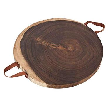 Imagem de Tábua de Corte de Madeira com Alça de Couro 30CM