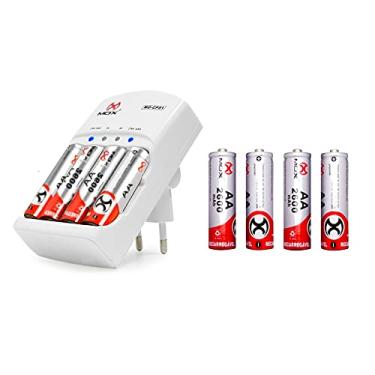 Imagem de 8 Pilhas Recarregáveis Mox Aa 2600 Mah + Carregador Rápido