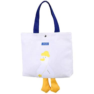 Imagem de Lindo Pato Lona Hombro Tote Top Almacenamiento Mango Bolsa Monedero Para Amantes De Los Patos Bolsa Tote De Pato para Escuela, Gimnasio, Playa, Fin de semana, Viajes, Reutilizable Grocery Shopping (white)