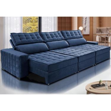 Imagem de Sofá Retrátil e Reclinável 4,15m Cama inBox Big Star. com SoftGel D40 Velupluma