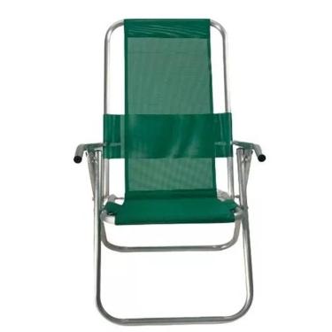 Imagem de Cadeira De Praia Alumínio Reclinável Reforçada 150kg- verde bandeira