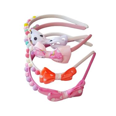 Imagem de Tiara infantil laço pom pom pacote 12 pçs