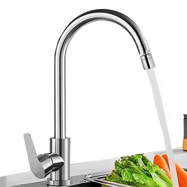 Imagem de Torneira Gourmet para Banheiro Lavatório Cozinha Monocomando Misturador Água Fria 0ºC e Quente 90ºC Corpo Giratório 360º Inox + Kit Instalação