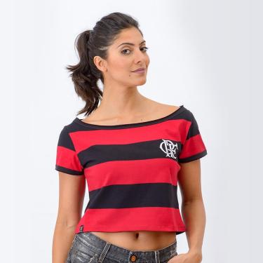 Imagem de Camisa Flamengo Retrô Baby Look Cropped Feminina-Feminino