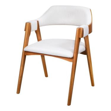 Imagem de Cadeira de Jantar com Assento e Encosto Estofados Madrid Nozes/Branco