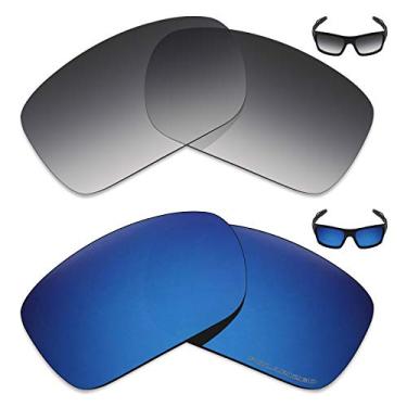 Imagem de Mryok+ 2 pares de lentes polarizadas de substituição para óculos de sol Oakley Turbine – Cinza dégradé Tint/Azul Pacífico
