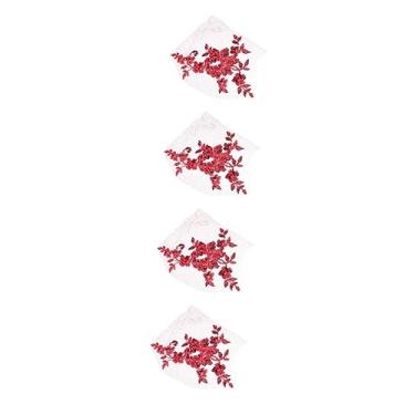 Imagem de KALLORY 4 Pcs Patch de renda bordada remendos de mochila flor de ferro em patches ferro para roupas decoração de roupas remendos de flores a ferro jeans Bandeira decorar o ferro aplique