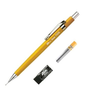 Imagem de Lapiseira Sharp P200 + Grafites + Borracha Pentel 0.9 mm Amarelo