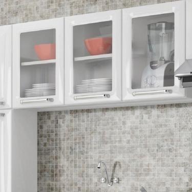 Imagem de Armário Aéreo em Aço 3 Portas com Vidro Tarsila Itatiaia Branco Neve