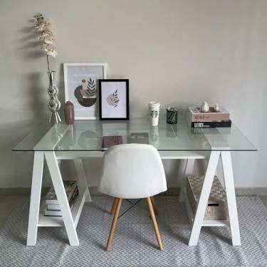 Imagem de Escrivaninha com Vidro Temperado Kentucky Branco