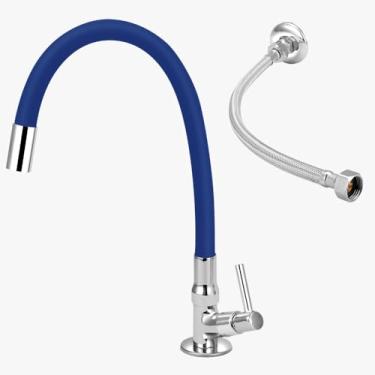 Imagem de Torneira P/Cozinha Mesa Tb Gourmet Colorido 1/4v + Flexivel Cor:Azul