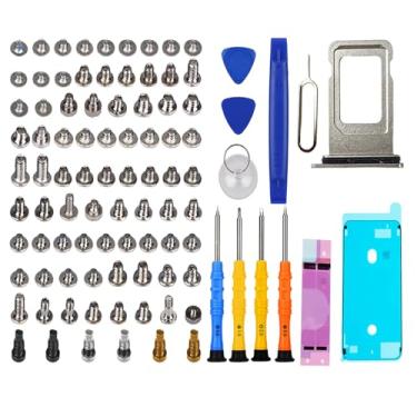 Imagem de DARYCOM Repair Conjunto completo de parafusos 80 peças para iPhone 8 Plus, kit de ferramentas de reparo de 5,5 polegadas, 4 chaves de fenda, mapa de localização, 3 abridores de ferramentas, 1 adesivo
