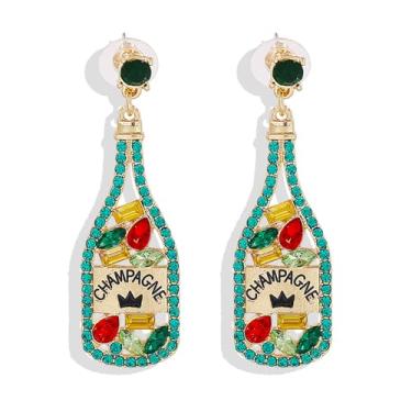 Imagem de Brincos de champanhe para mulheres, brincos de margarita, brincos de garrafa de vinho, brincos de tequila, brincos de martini, Halloween, Natal, Ano Novo, acessórios para fantasia de festa, Zinco, Sem