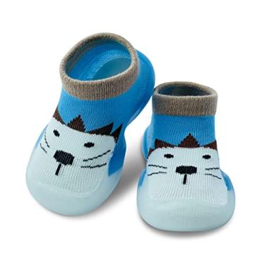 Imagem de Dookeh Sapatos de bebê meninos meninas primeiro caminhada antiderrapante sola macia tênis infantil bebê bebê meia sapatos.., A3 - azul, 18-24 Months Toddler